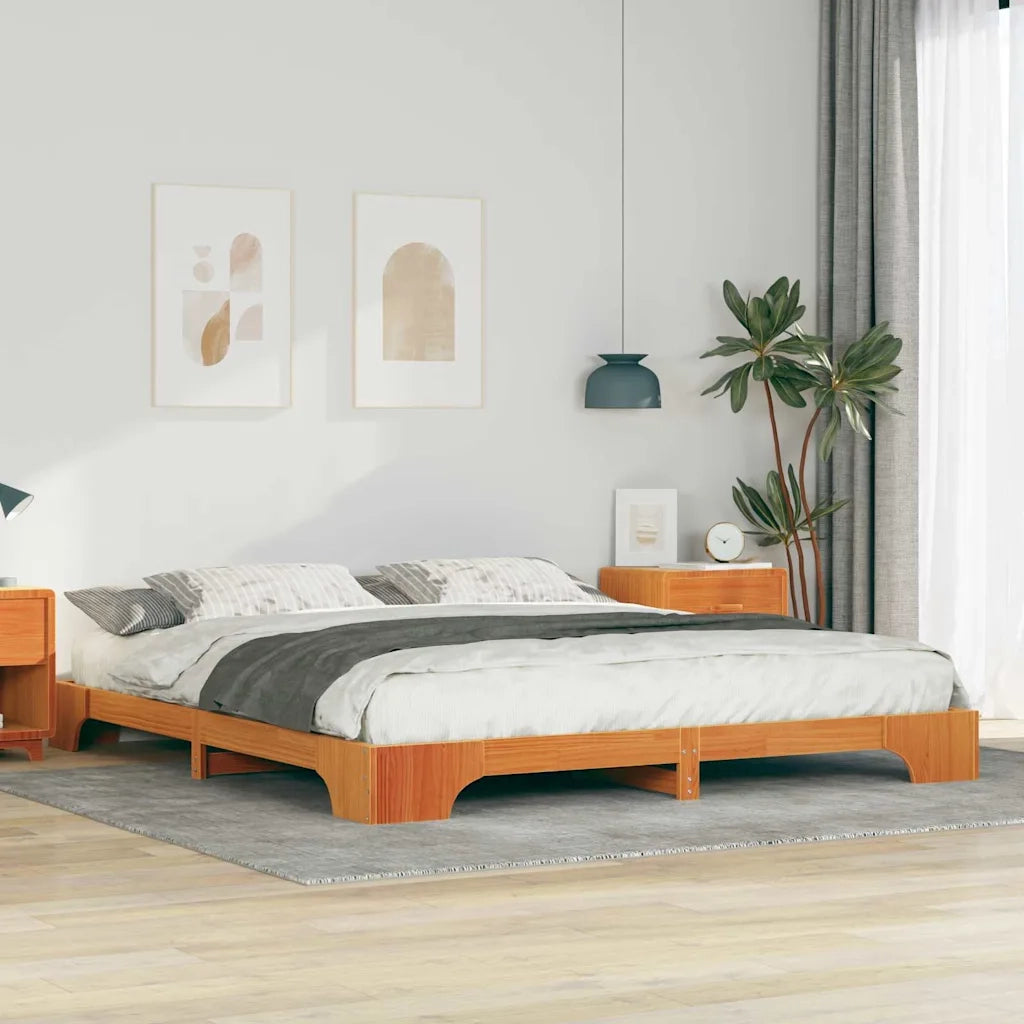Struttura del letto-Giroletto Marrone 200 x 220 cm Pino massello 301468