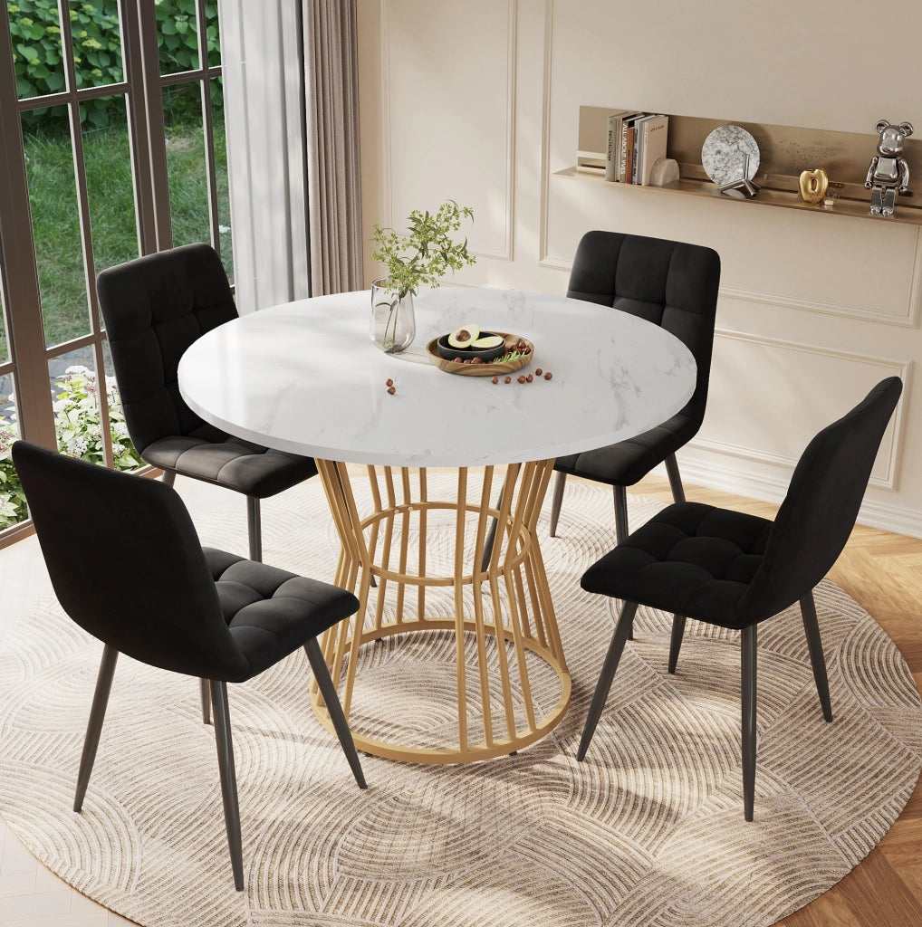 Set tavolo e sedie 100 cm; piano effetto marmo; MDF; multicolore