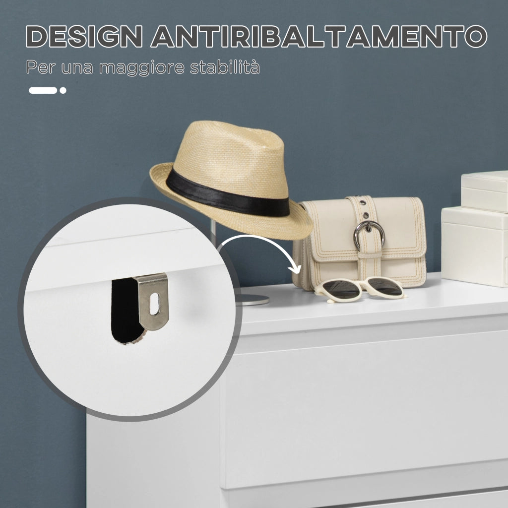 Cassettiera 3 Cassetti Moderna senza Maniglie per Camera e Soggiorno 80x39x73 cm Laccato Bianco