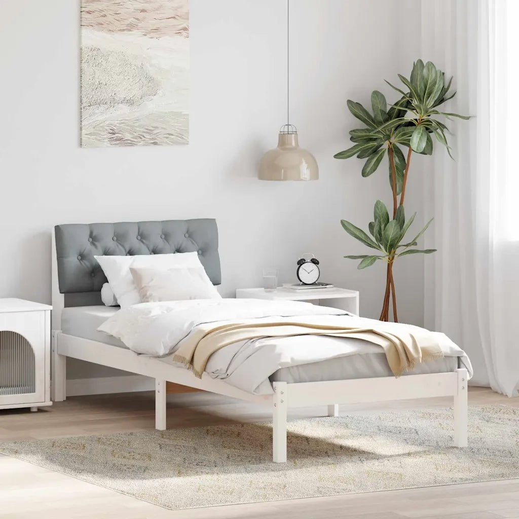 Struttura del Letto Bianco e grigio chiaro 75 x 190 cm