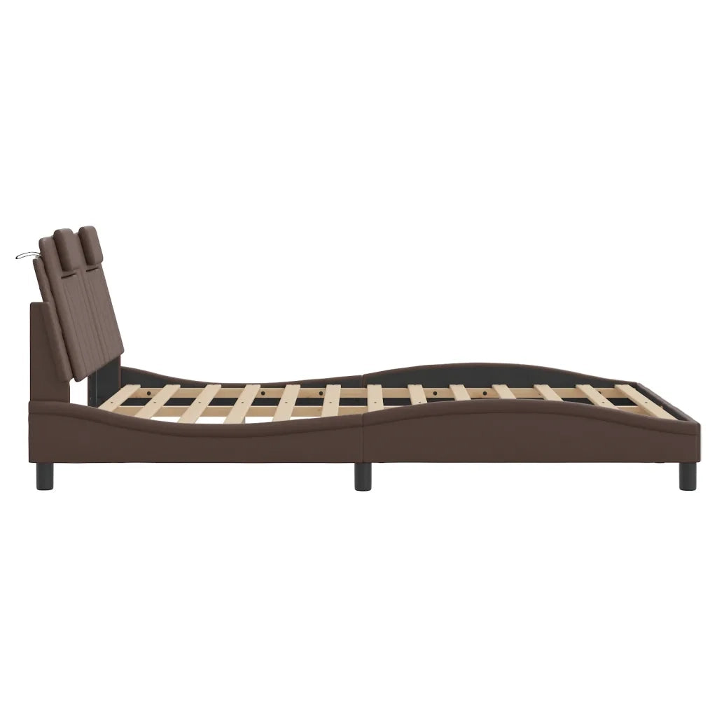 Letto matrimoniale | Letto per adulti | Giroletto Viana con LED senza Materasso Marrone 120x200 cm