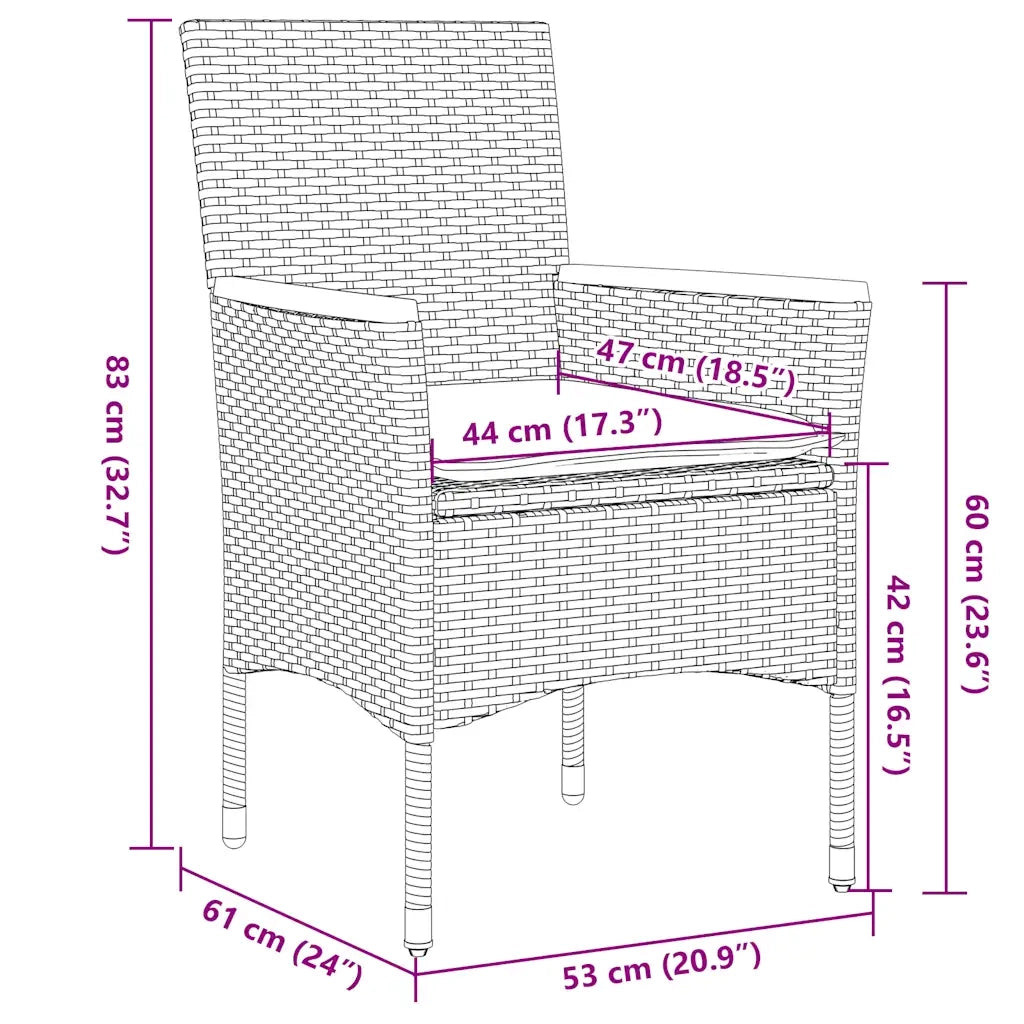 Set da Pranzo da Giardino con Cuscini 5 pz Polyrattan e Vetro 3278722
