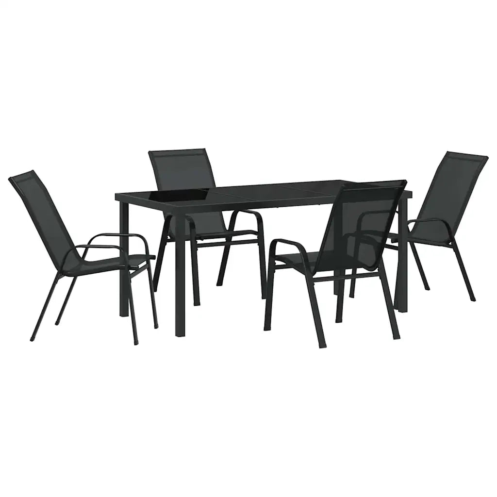 Set da Pranzo per Giardino 5 pcs Nero