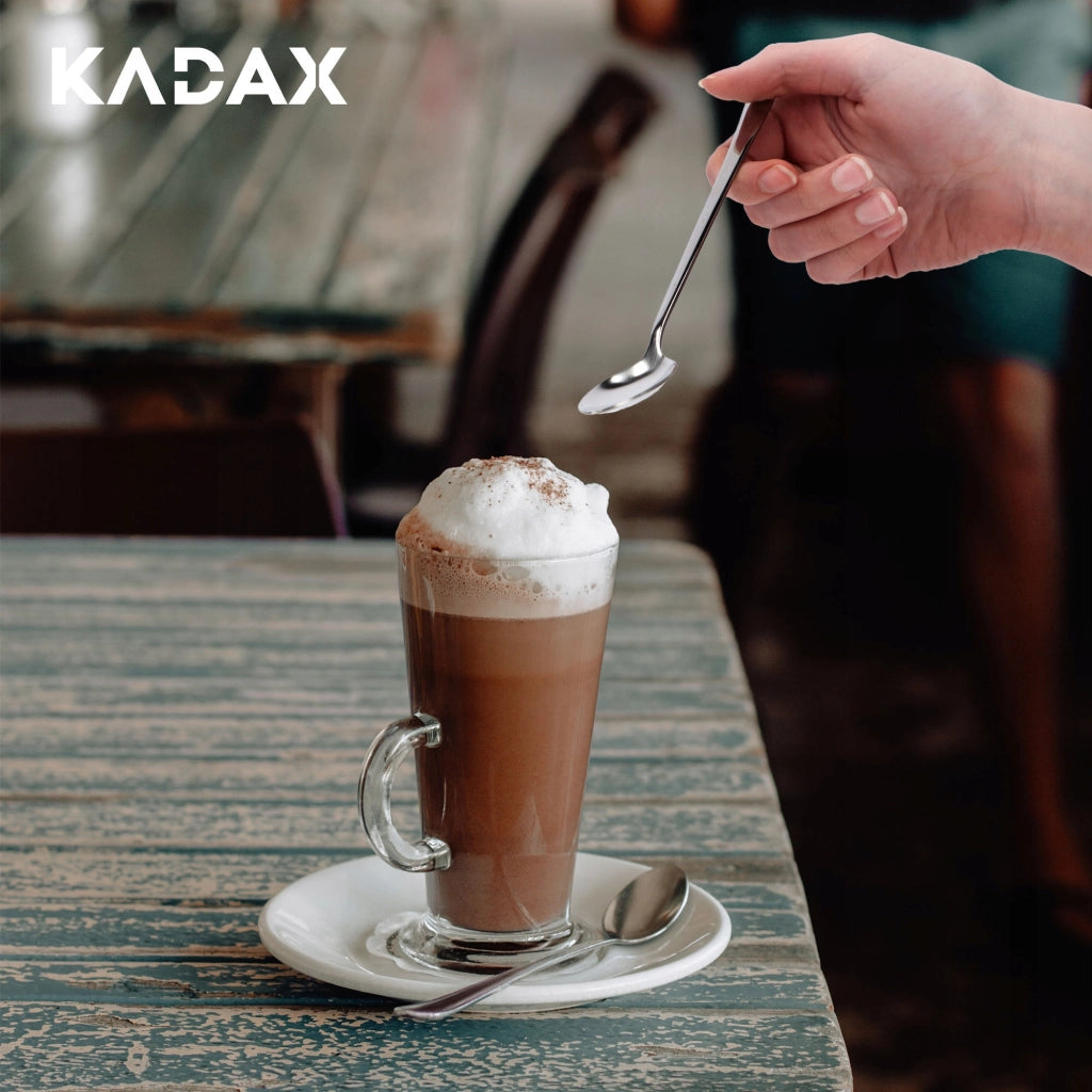 KADAX 2 bicchieri termici a doppia parete da 470 ml per caffè, tè e latte con cucchiaini