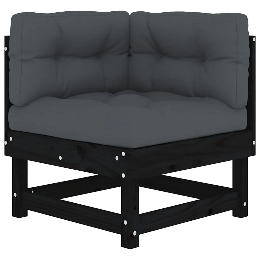 Divani Angolari con Cuscini 2 pz Legno Massello di Pino Nero 825454