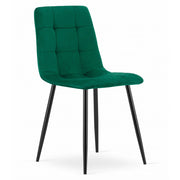 Sedia Kara in velluto verde scuro con gambe in metallo nero
