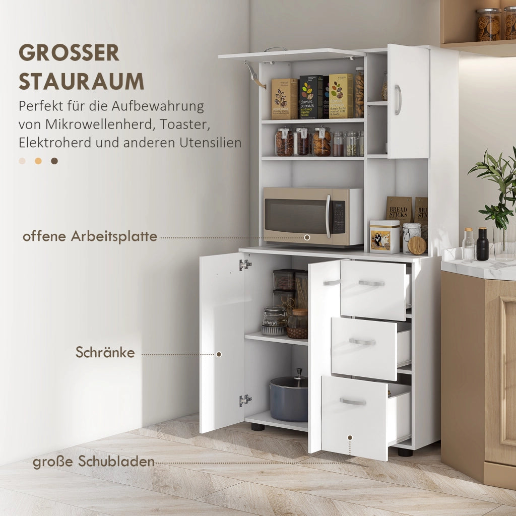 Buffet Cucina con 3 Cassetti e 3 Ripiani ¨C Minimal ¨C Bianco 89x39.5x168