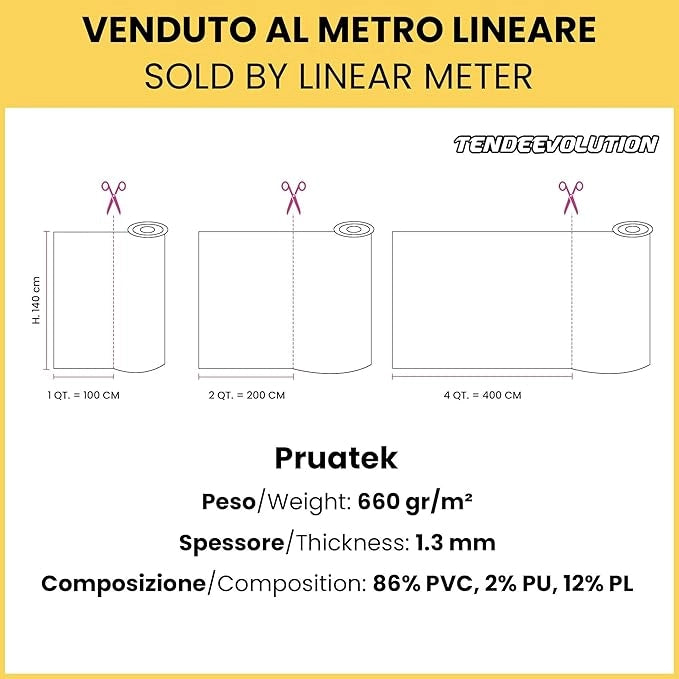 Tessuto FintaPelle Nautica Tappezzeria Alta Qualità "PRUATEK" - Colore GRIGIO CHIARO 2255 - Morbida e Resistente - Vendita al Metro - H.140