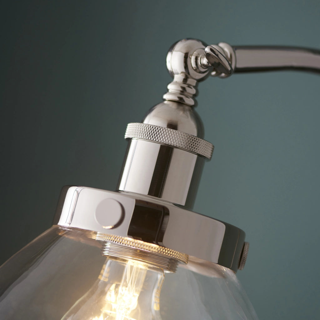 Lampada da terra industriale nichel vetro E27 Endon