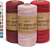 Set di tre pezzi di corda macramé premium 3 mm x 100 m - rosa blush rosso bordeaux