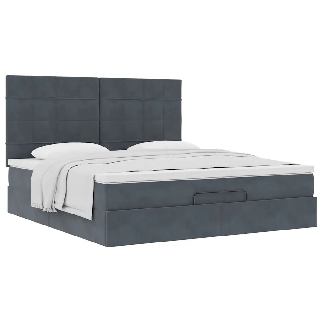 Struttura Letto Pouf con Materassi 200x200 cm Velluto 3313494