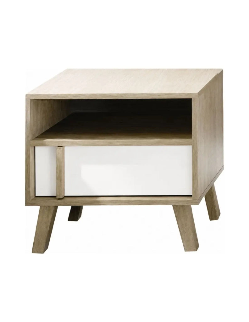 Set camera da letto bambino MALMO con letto 90x200 e comodino - Rovere chiaro e bianco
