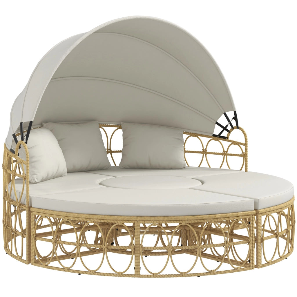 Set Divano da Giardino 2 Posti con Copertura Pieghevole e Tavolino ¨C MINIMAL ¨C Beige