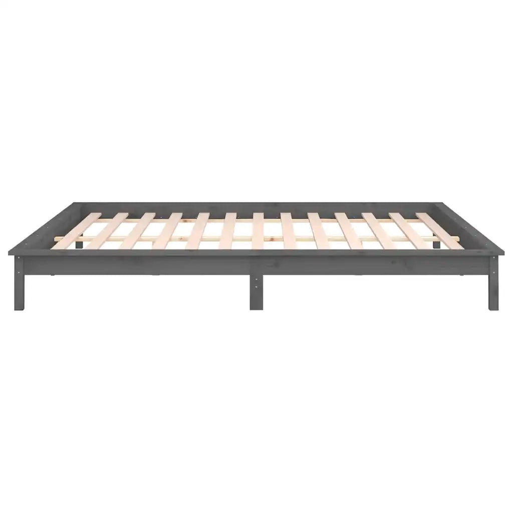 Letto matrimoniale | Letto per adulti | Giroletto LED Grigio 120x190 cm Small Double Legno Massello