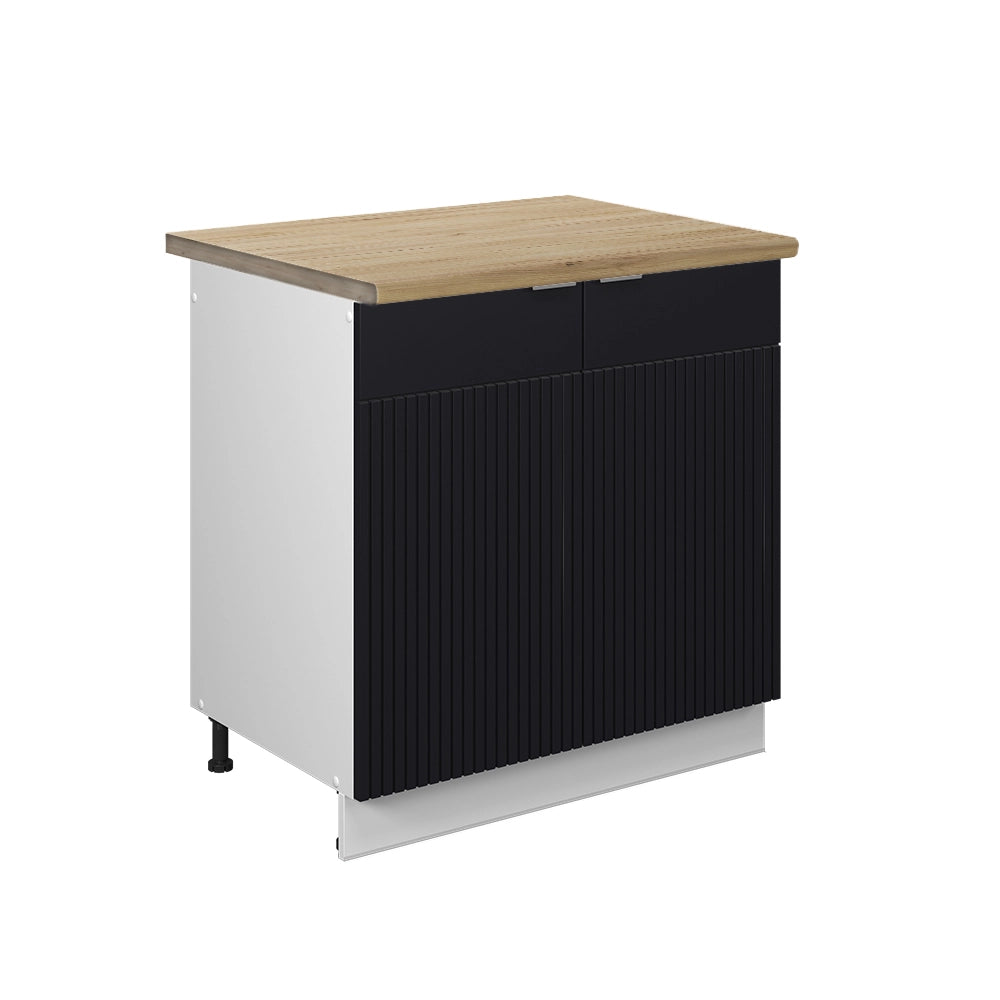 Mobile lavello cucina Fame-Line Nero rigato/Bianco 80 cm, PL Rovere Vicco