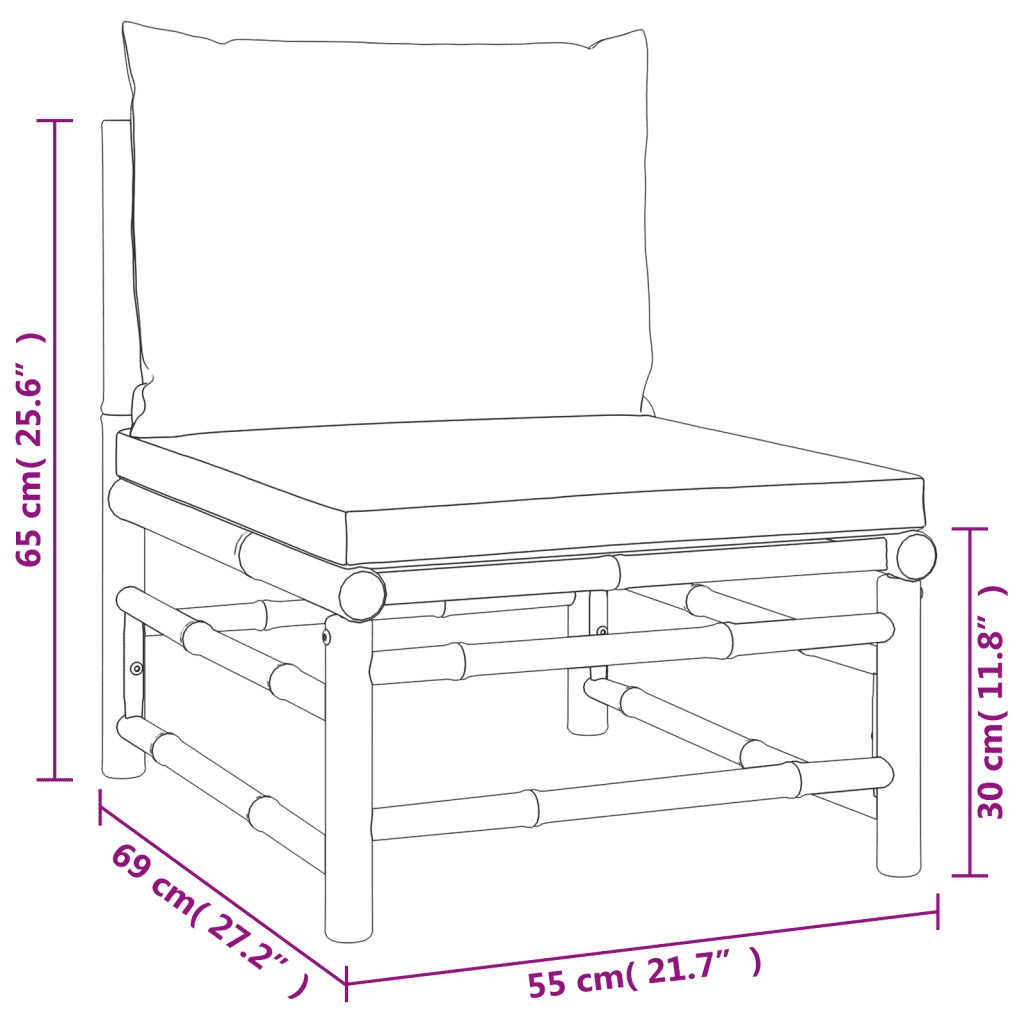 Set Salotto da Giardino 10pz con Cuscini Verdi Bambù 3155160