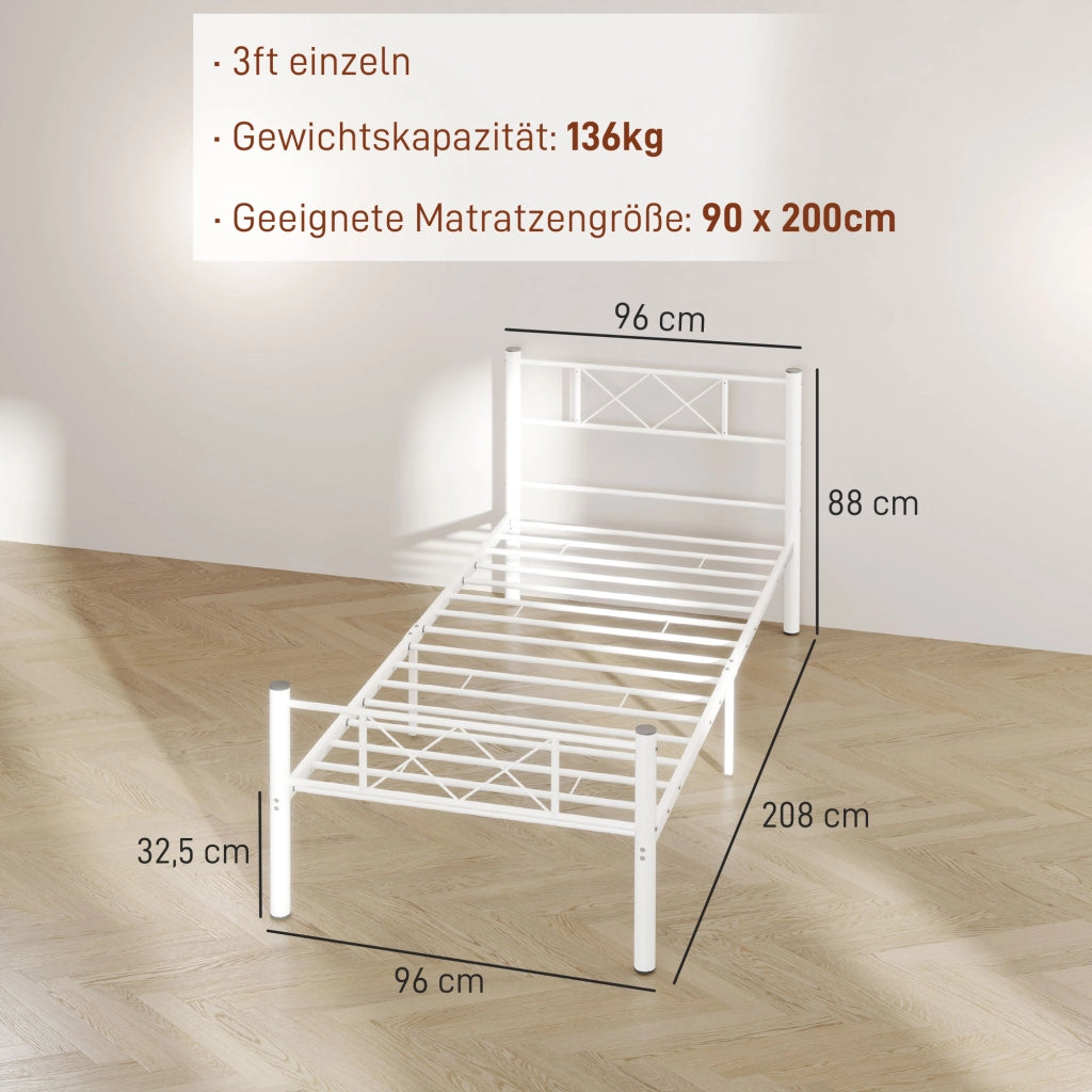 Letto singolo con testiera alta e contenitore ¨C Xylo ¨C Metallo bianco