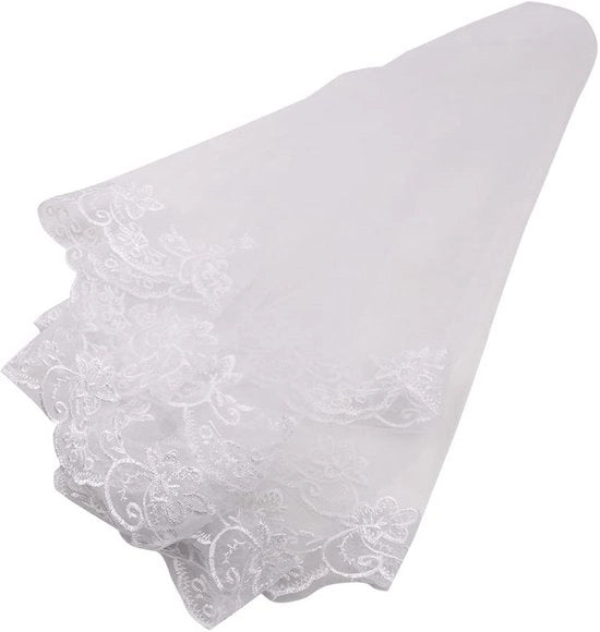Sposa Elegante - Sluiera Facile - Tulle Corta - Bordo di Seta - Con Coda - 5 Metri - Tulle di Poliestere Unico - Sluiera di Nozze