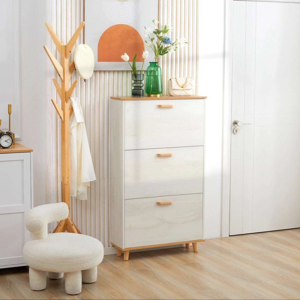 Scarpiera con 3 Cassetti ¨C Minimal ¨C 70x23,5x122 cm Bianco