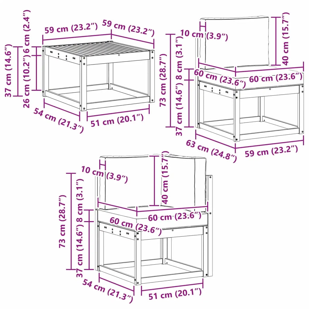 Set di divani da esterno 5 pz Bianco e Antracite 3387611