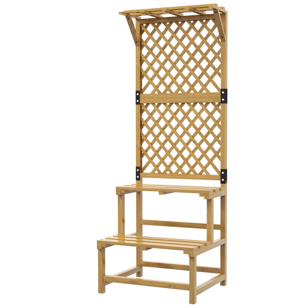 Fioriera 2 piani con traliccio e tetto ¨C Minimal ¨C legno di abete 60x50x166 cm giallo