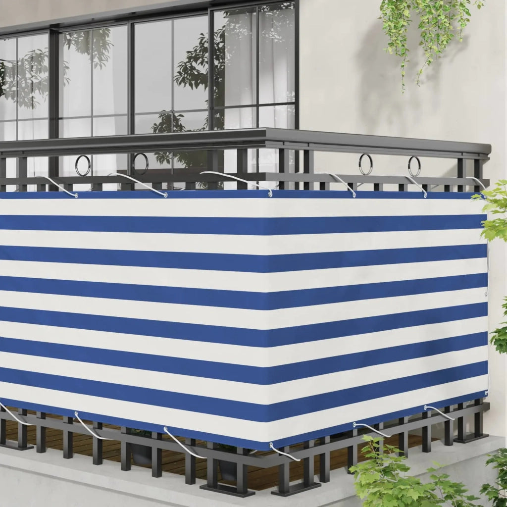 Schermo da balcone Blu e Bianco 100 x 800 cm Tessuto Oxford 42030645