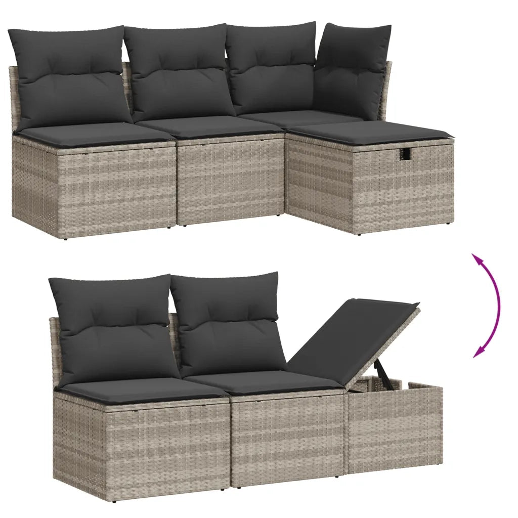 Set Divano da Giardino 5pz con Cuscini Grigio Chiaro Polyrattan 3263468