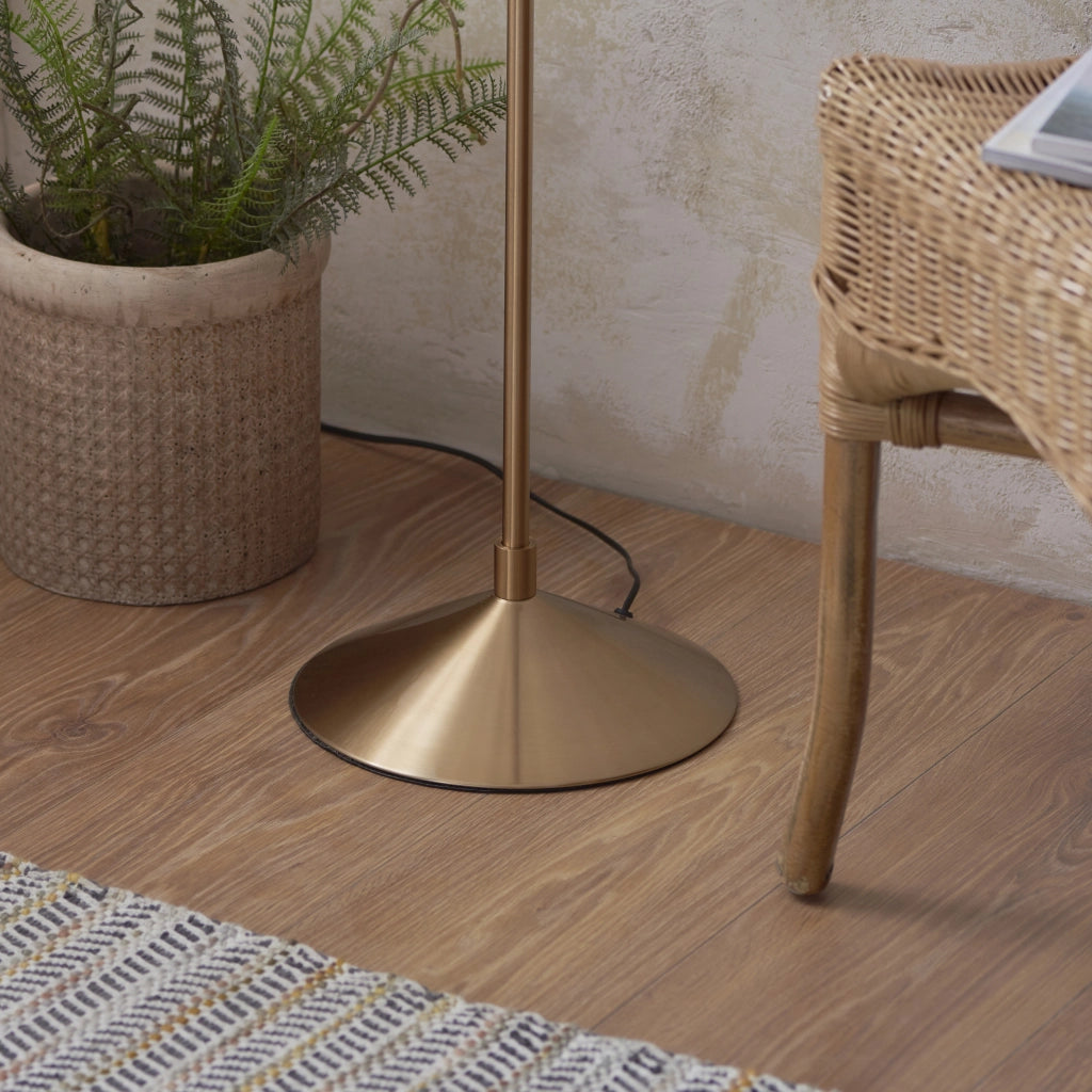 Lampada da terra boho Wriggle ottone rafia E27 Endon