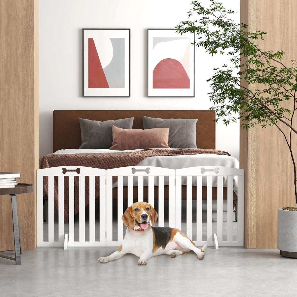 Barriera per cani pieghevole ¨C zephmum ¨C bianco 155x30x61 cm
