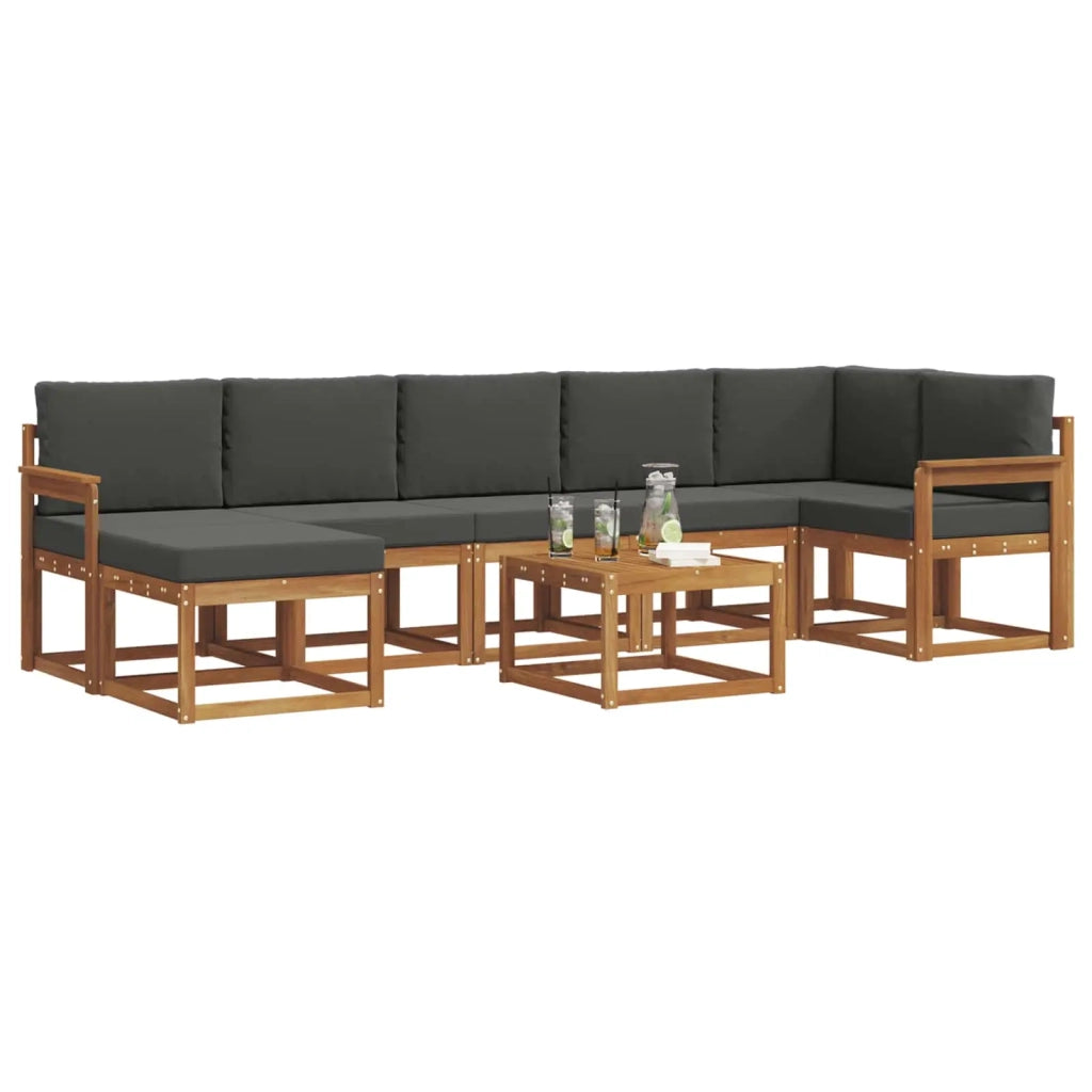 Set di divani da esterno con cuscino 8 pcs Naturale e Antracite 3366735