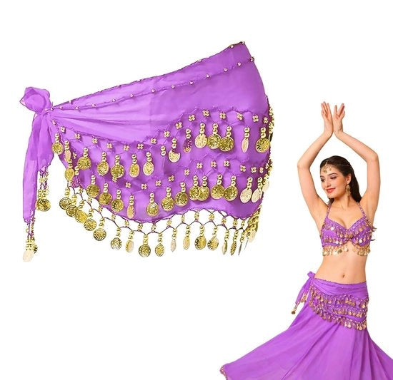 Fascia per danza del ventre 90+ punti - Chiffon - Colori pastello - 140 x 24 cm - 110 gram - Foulard per danza del ventre