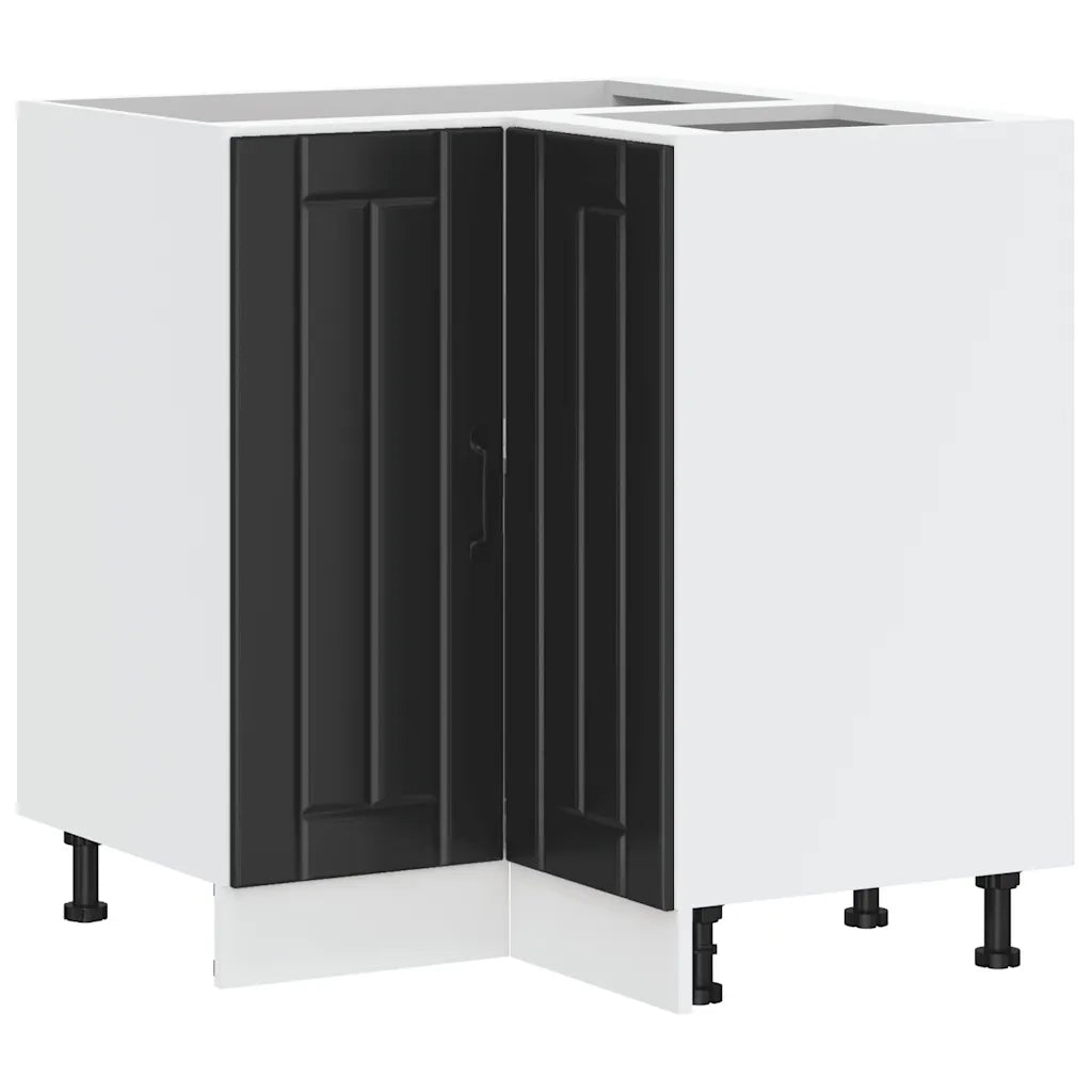 Mobile Base ad Angolo Cucina Lucca Nero in Legno Multistrato 853748