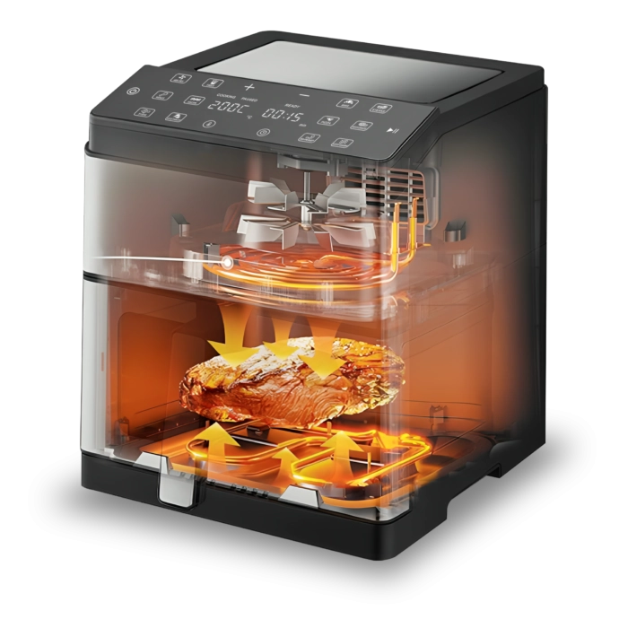 Friggitrice ad aria 8L 1800W con 12 programmi, doppia resistenza e controllo touch temperatura 80-200°C - Sogo