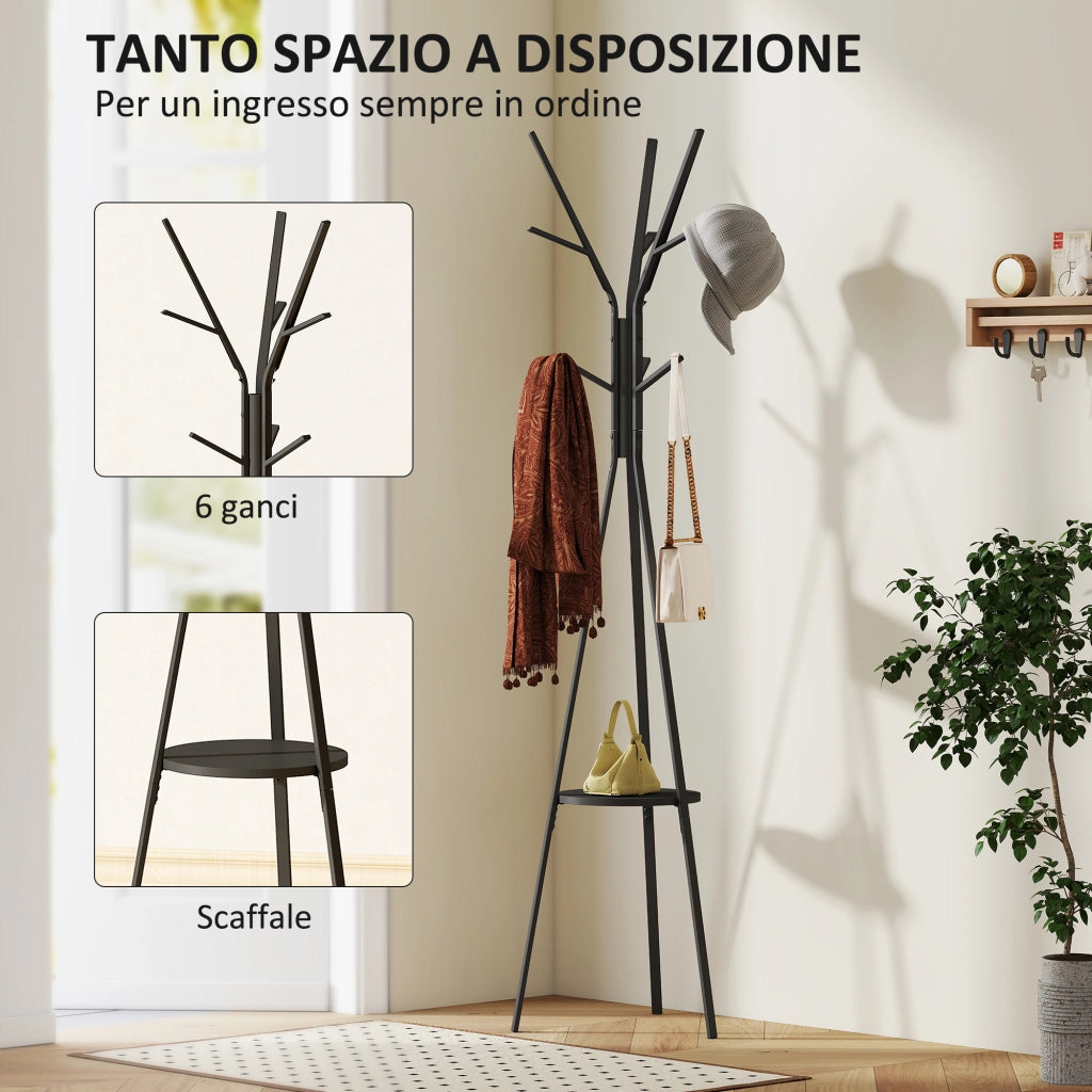 Appendiabiti da Terra Moderno ¨C zephmum ¨C 45x45x180 cm, Nero