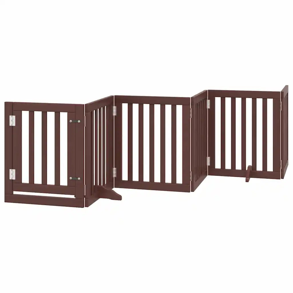 Cancello Cani Porta Pieghevole Marrone 9 Pannelli 450cm Pioppo 3155659