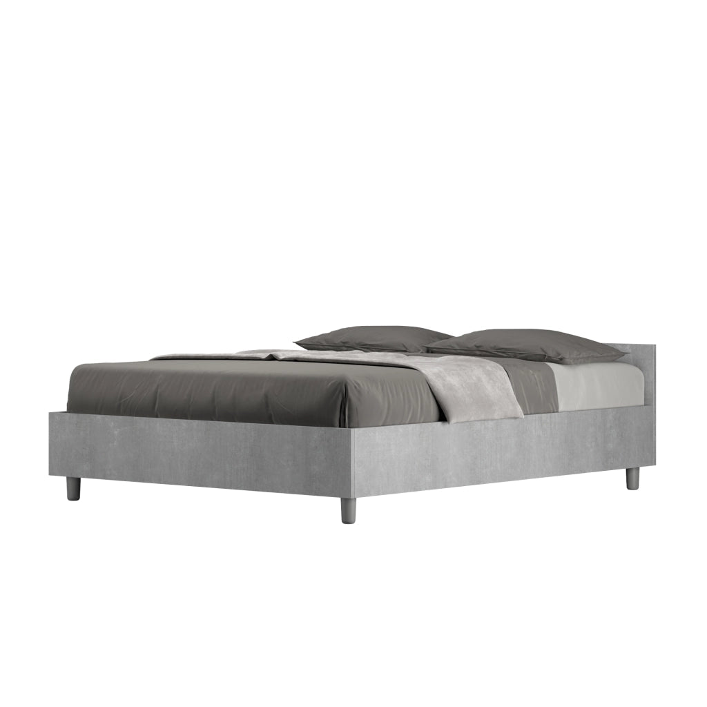 BS COM Letto matrimoniale francese con rete 140x200 cemento