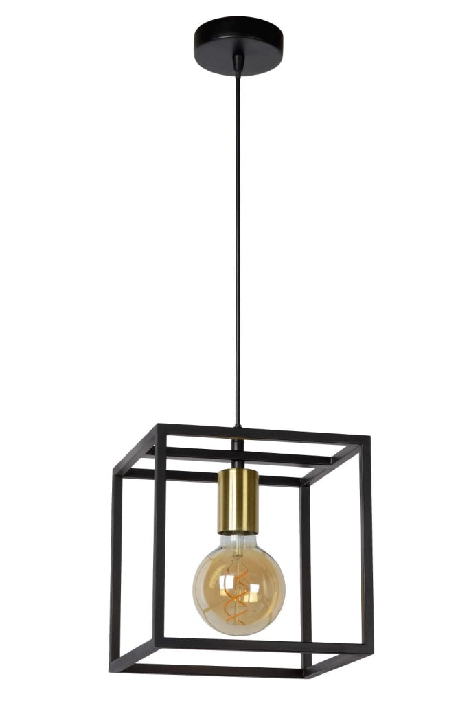 Lampada a sospensione Lucide Ruben nero/oro E27 Ø22