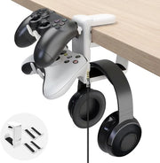 Supporto per cuffie e Controller e Supporto per Accessori di Gioco 360° Girevole con Organizzatore di Cavi