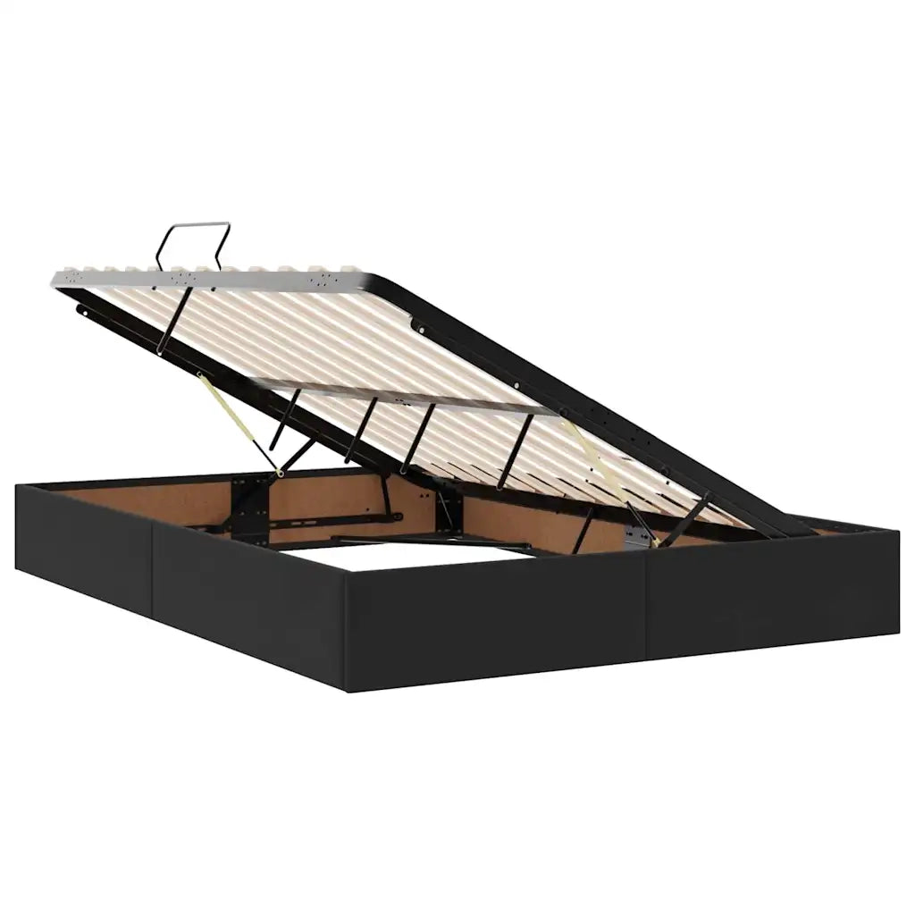 Letto con contenitore e LED con led Nero 140 x 190 cm Velluto 3372605