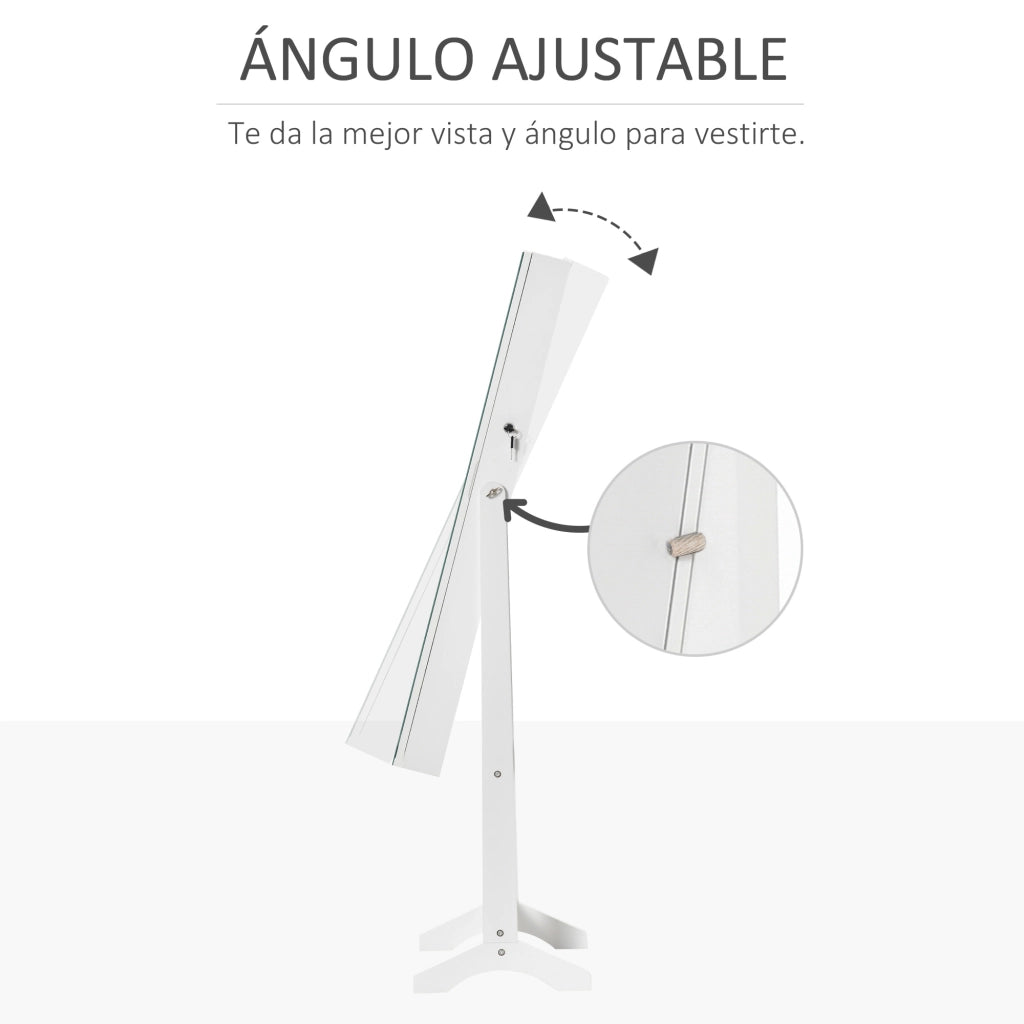 Armadio Gioielli con Luci LED e Ripiani ¨C zephmum ¨C 46x36,5x151,5 cm Bianco