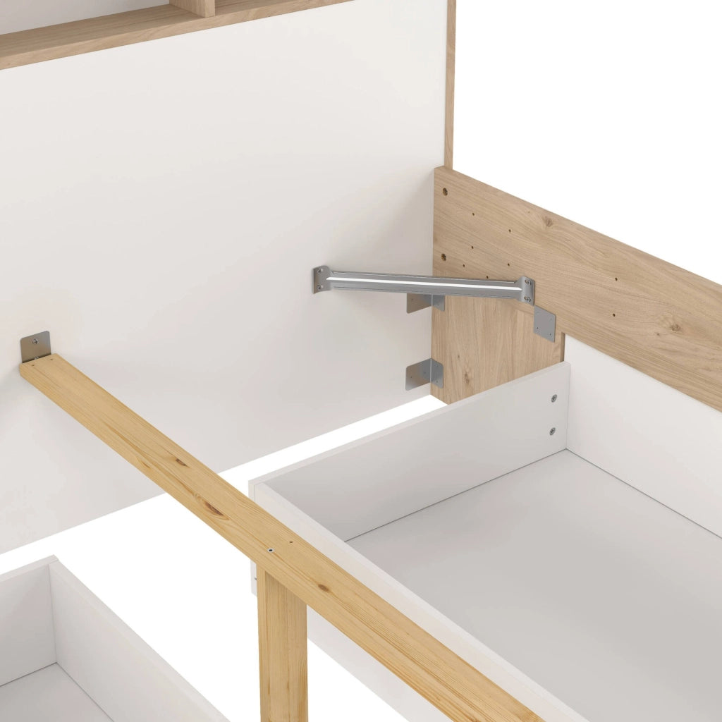 Letto matrimoniale Enteng, Sommier per camera da letto, Giroletto per stanza, Struttura porta materasso, 216x170 h97 cm, Rovere e Bianco