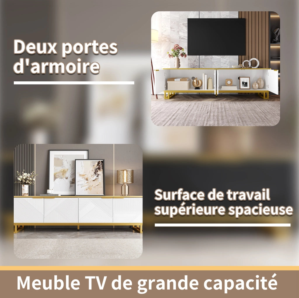 Cassettiera TV bianca in MDF lunghezza 160 cm