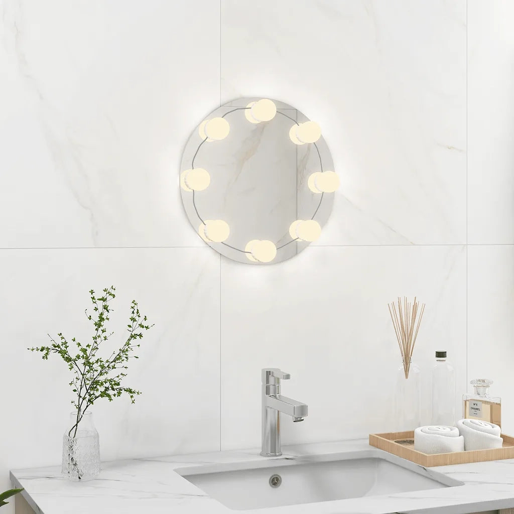 Specchio da Parete | Specchio decorativo Rotondo Senza Cornice con Luci LED in Vetro
