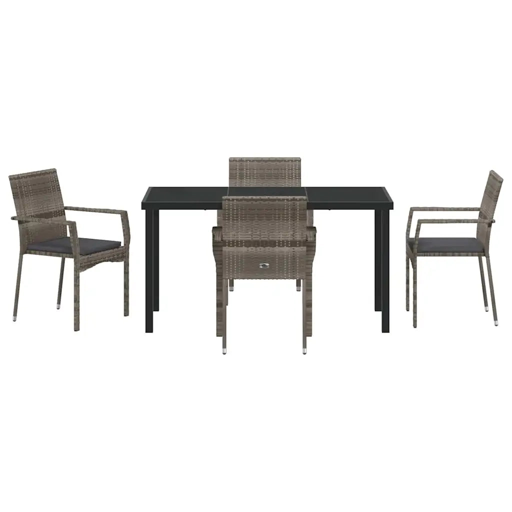 Set da Pranzo per Giardino con cuscino 5 pcs Grigio polyrattan 3380094
