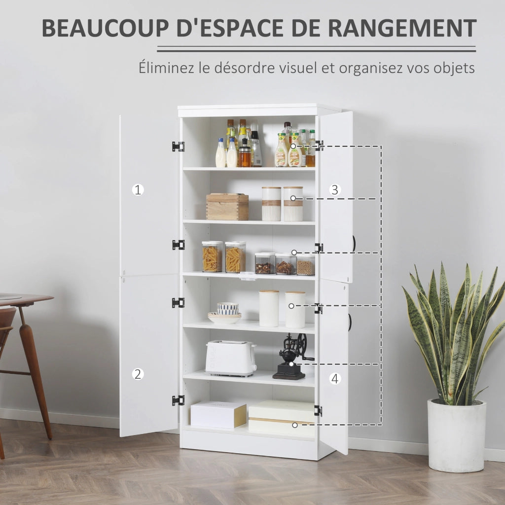Armadio Buffet con 4 Porte e 6 Ripiani ¨C zephmum ¨C Bianco 76x40x177 cm