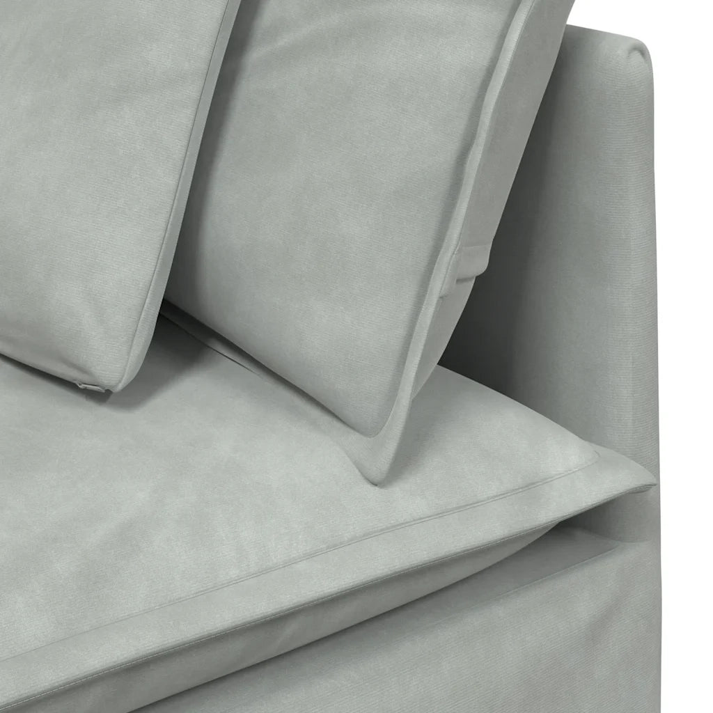 Divano Modulare con Cuscini in Velluto Grigio Chiaro 3321328