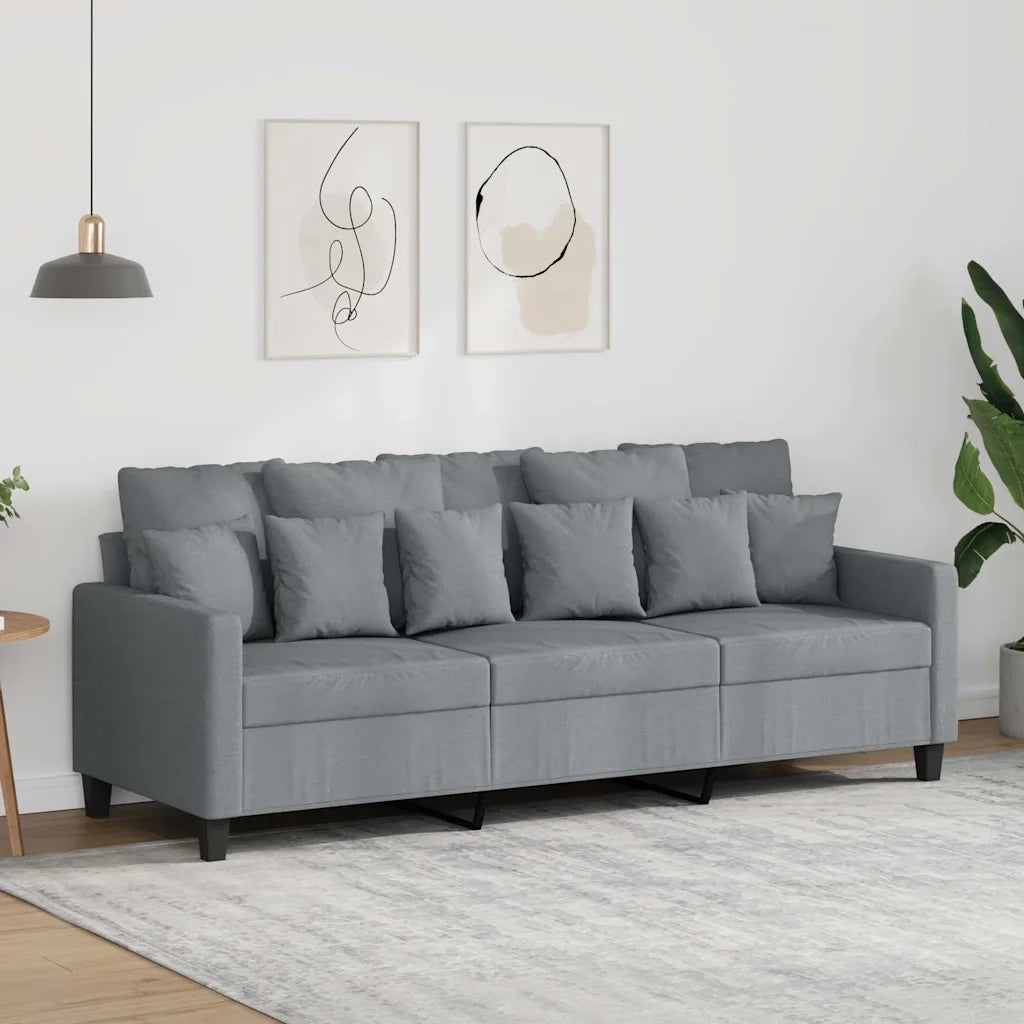 Divano a 3 Posti Grigio Chiaro 180 cm in Tessuto 359275