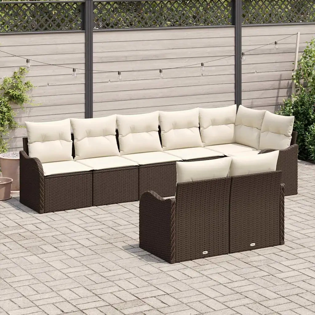 Set Divano da Giardino Marrone polyrattan