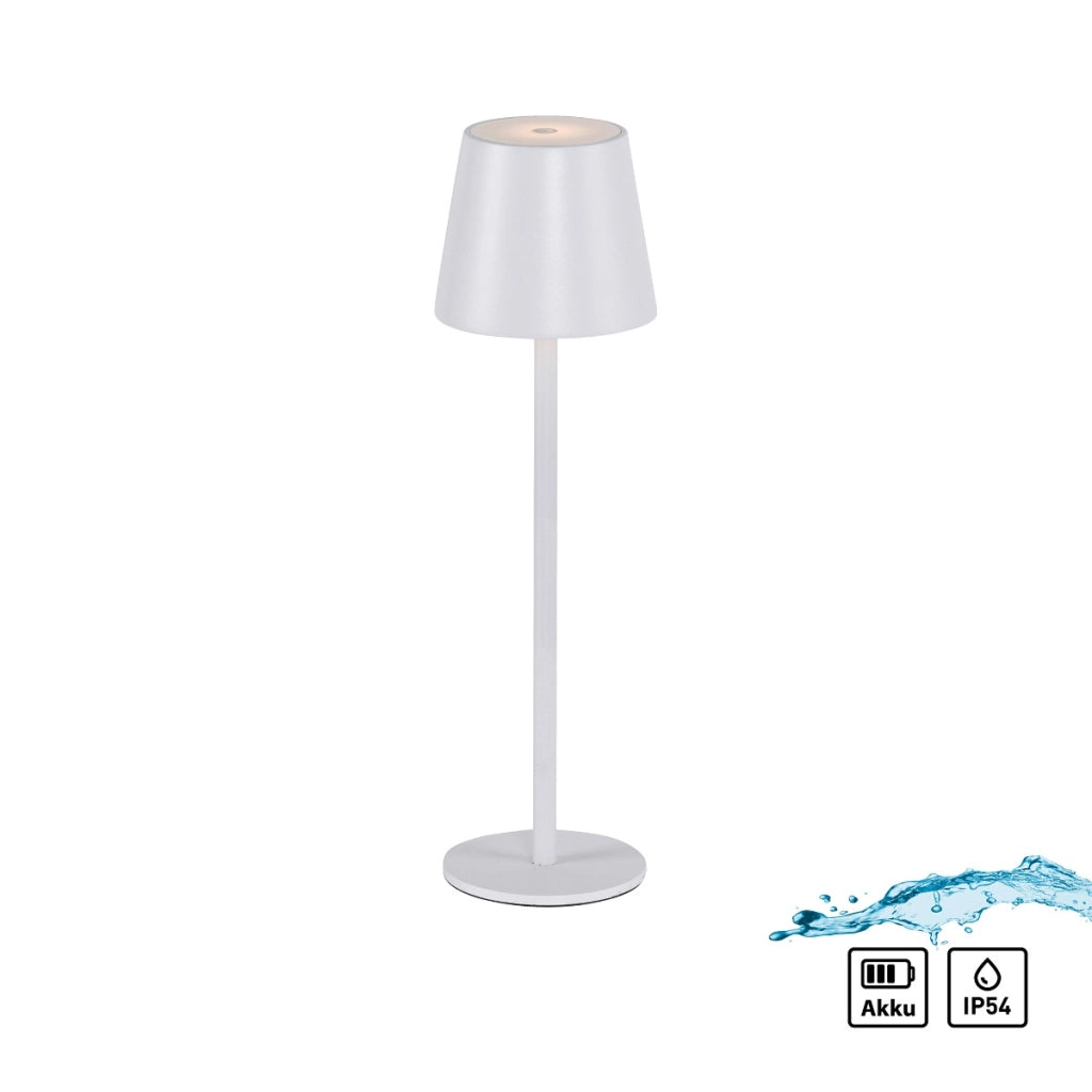 Lampada da tavolo esterna portatile bianca touch IP54 LED 3W Euria