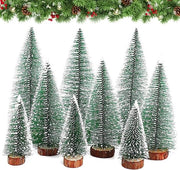 9 pezzi mini albero di Natale verde di cera 10/16/20 cm con base di legno per decorazione di tavola/negozi/periodo natalizio